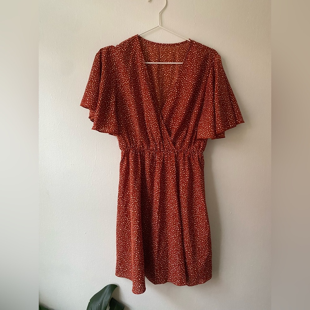 Orange & White polka dotted summer dress (short, thin)